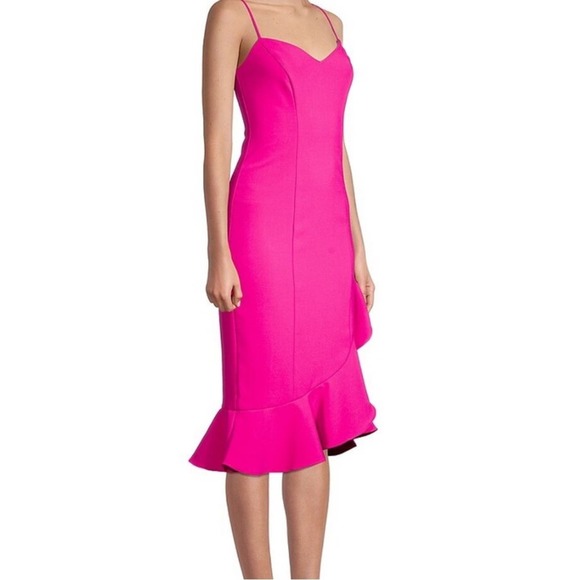 Likely Laverna Ruffled Sleeveless Midi Cocktail Dress in Fuchsia Pink Sz 14 NWT - Picture 8 of 11